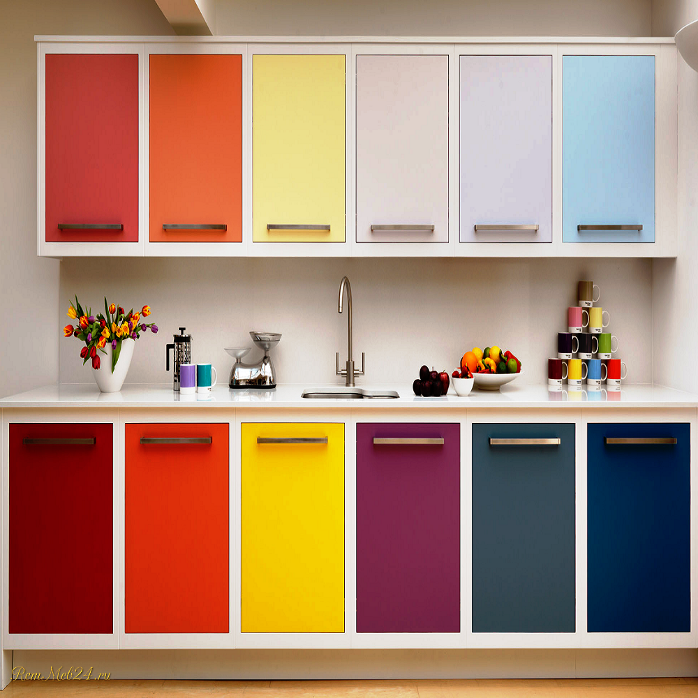 Кухонные шкафы мдф. Фасады для кухни. Цветные кухни. Кухонный гарнитур цветной. Крашеные фасады.