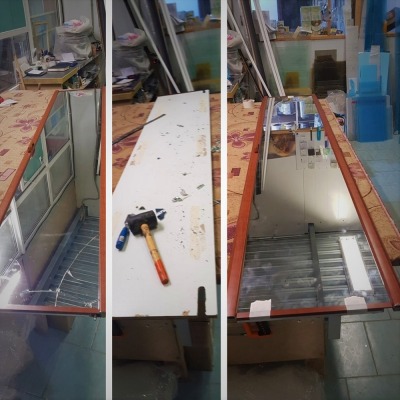 Видео и фото по ремонту шкафа купе с раздвижной системой Замена зеркала в дверях шкафа купе - вид 13 миниатюра